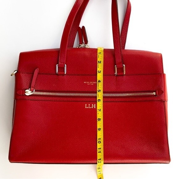 Henri Bendel Red Leather Satchel Briefcase Bag - Picture 12 of 16